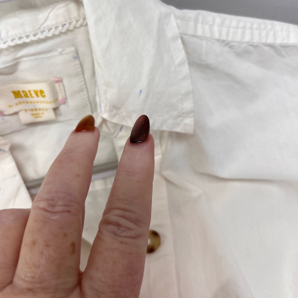 Anthropologie Maeve Henley Popover Shirt in white cotton poplin‎ - Picture 11 of 12